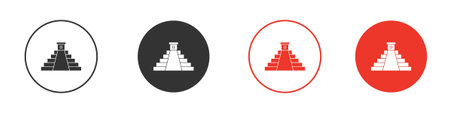 Chichen Itza icon collection with black editable strokes.