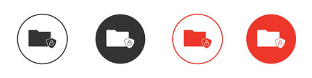 Folder security icon collection with black editable strokes.のイラスト素材