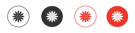 Gerbera icon collection with black editable strokes.のイラスト素材