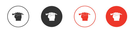 Hand with Power icon collection with black editable strokes.のイラスト素材