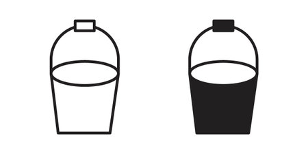 Bucket icon vector on trendy design. Outline vector stock illustration.のイラスト素材