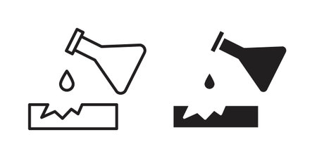 Corrosive substance icon vector on trendy design. Outline vector stock illustration.のイラスト素材