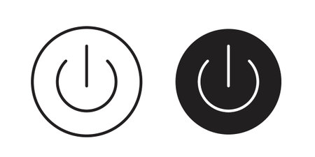 Power icon vector on trendy design. Outline vector stock illustration.のイラスト素材