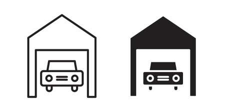 Garage car icon vector. EPS 10 editable vector bundleのイラスト素材
