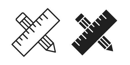 Pencil and ruler icon vector. EPS 10 editable vector bundleのイラスト素材