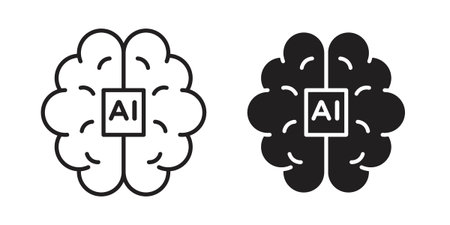 AI brain icons. Line Illustration Vector Template. Clipart concept illustrationのイラスト素材