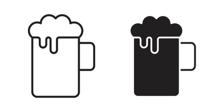 Beer mug icons. Line Illustration Vector Template. Clipart concept illustrationのイラスト素材