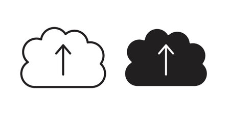 Cloud upload icons. Line Illustration Vector Template. Clipart concept illustrationのイラスト素材