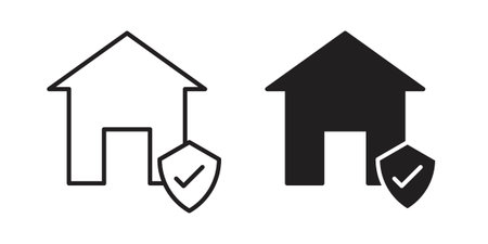 Home insurance icons. Line Illustration Vector Template. Clipart concept illustrationのイラスト素材