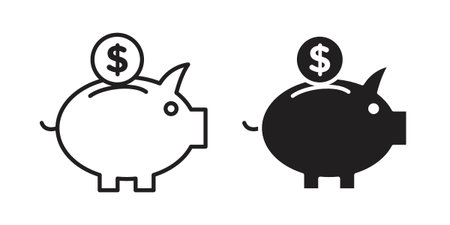 Piggy bank icons. Line Illustration Vector Template. Clipart concept illustrationのイラスト素材