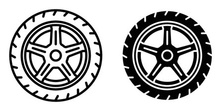 Tire icon set different style collection for web Ui. EPS10のイラスト素材