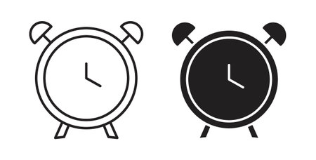 Alarm clock icon symbol vector graphic designs on white. Best for ui Designのイラスト素材