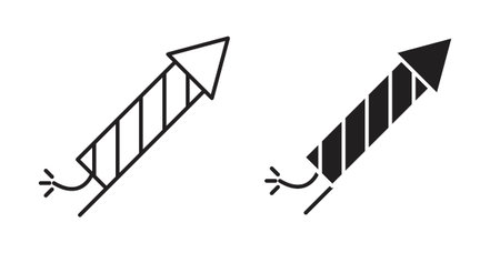 Fireworks rocket signs symbol vector graphic designs on white. Best for ui Designのイラスト素材