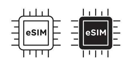 ESIM icon symbol vector graphic designs on white. Best for ui Design