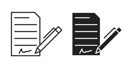 Signed document icon symbol vector graphic designs on white. Best for ui Designのイラスト素材