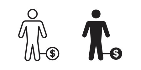 Debt icon in editable style. Vector icon graphicsのイラスト素材