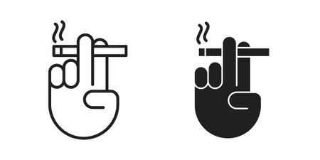 Hand holding cigarette icon in editable style. Vector icon graphicsのイラスト素材