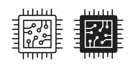 Microchip icon in editable style. Vector icon graphics