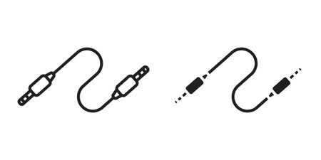 Audio Cable icon suitable design silhouette and line art style on white background
