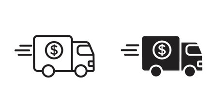 Shipping charges icon suitable design silhouette and line art style on white backgroundのイラスト素材