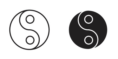 Yin yang icon suitable design silhouette and line art style on white backgroundのイラスト素材
