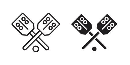 Broom-ball icon symbol vector illustration on white background. Flat design.のイラスト素材