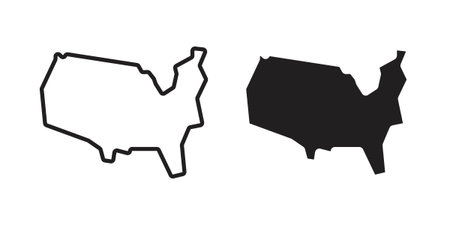 America map icon symbol vector illustration on white background. Flat design.のイラスト素材