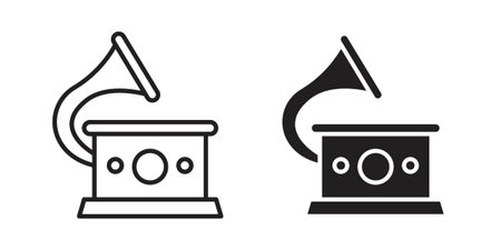 Gramophone icon symbol vector illustration on white background. Flat design.のイラスト素材