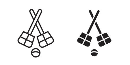 Broom-ball icon. Outline and flat icons collection. EPS10のイラスト素材