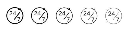 24 7 icon symbol, logo illustration. Pixel perfect vector graphics