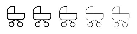 Woman with Baby Stroller icon symbol, logo illustration. Pixel perfect vector graphics