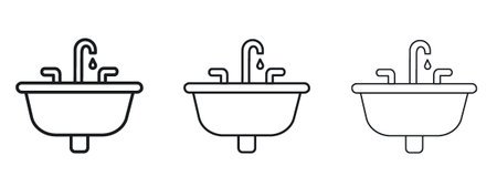 Sink icon in modern thin line style. Symbol Sign Graphicのイラスト素材