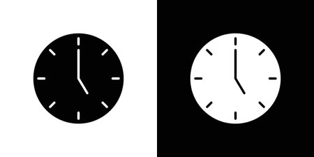 Clock-five icons in black and white shilhouette style for App Ui