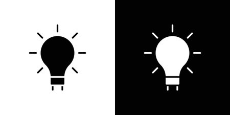 Bulb icons in black and white shilhouette style for App Uiのイラスト素材