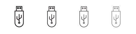 usb drive icon outline vector. outline icons collection.