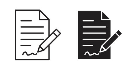 Contract icon set. Linear style. Vector iconsのイラスト素材
