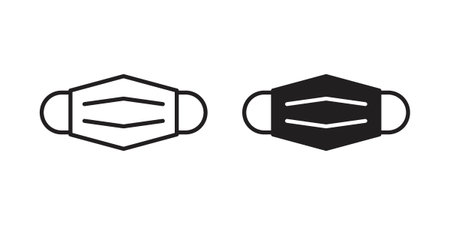 Mask icon set. Linear style. Vector iconsのイラスト素材