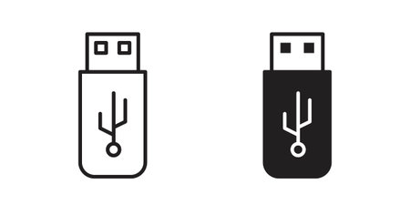 usb drive icon set. Linear style. Vector icons