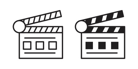 Cinema flapper icon. Simple outline style concept. Thin line vector illustration.のイラスト素材