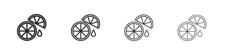 Citrus slice icons set. Set of line vector icon with editable stroke