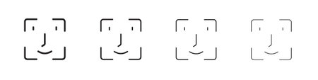 Face id icons set. Set of line vector icon with editable stroke