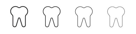 Teeth icons set. Set of line vector icon with editable stroke