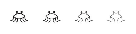 Spaghetti Monster Flying icons set. Set of line vector icon with editable stroke
