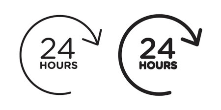 24 hours icon. Perfect for app and web interfaces, marketing, etc.
