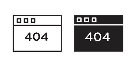 404 Error icon in a simple, black and white style.