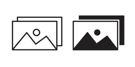 Gallery icon in black line style set. logotype designs