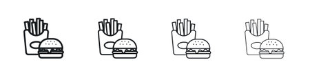 Burger Fries icon Vector Pictogram for Web and App in Outline Style