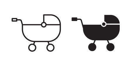 Baby carriage icon vector illustration designs pack. EPS10