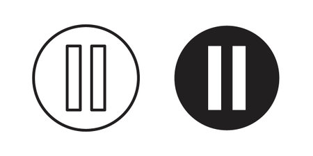 Pause icon collection with multiple styles. EPS10