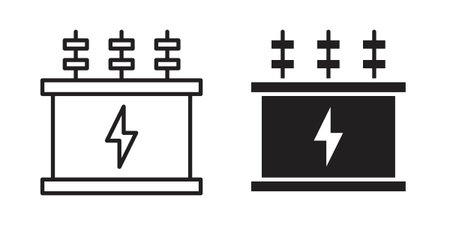 Transformer icon. Line and Silhouette Icon Set.